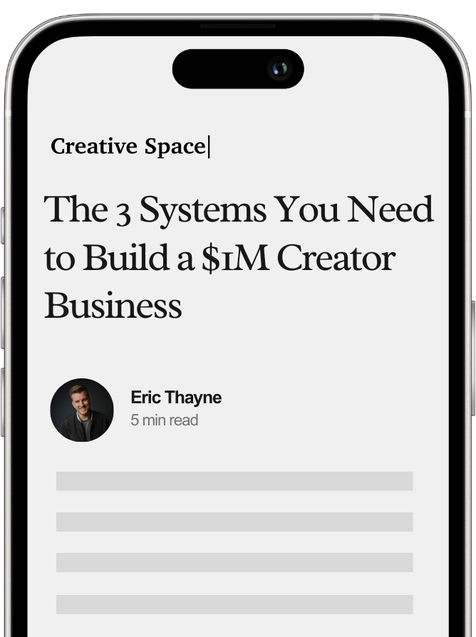 Creative Space newsletter on a phone